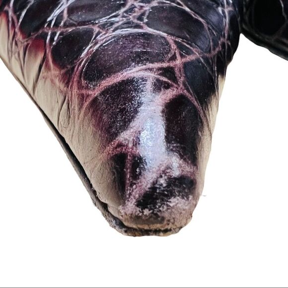 Charles David pointed toe crocodile Leather heels sz 8B Dark Plum - Picture 8 of 10